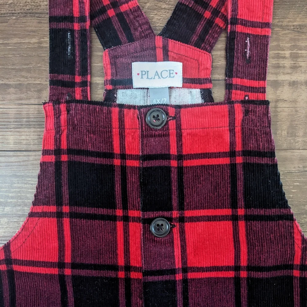 Children's Place Buffalo Plaid Jumper Overall Skirtall Dress